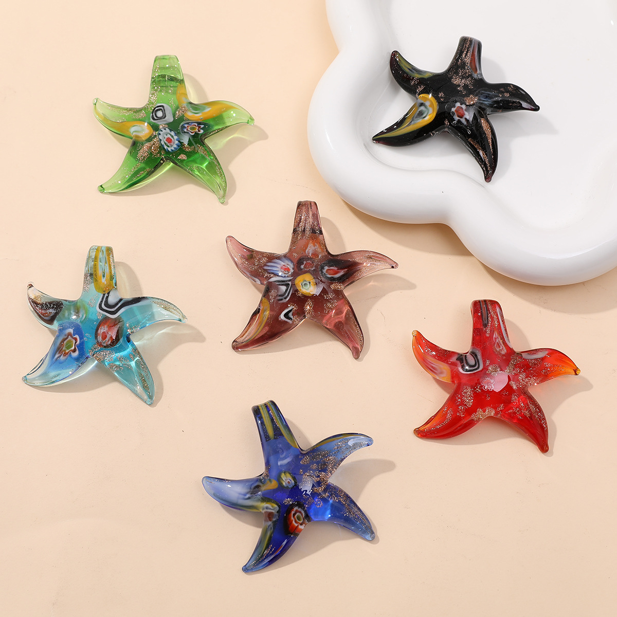1g Weight Pendant Jewelry Making Type Charms, Earrings, Necklace Classification 1 Piece Quantity glass Material Starfish, Ocean Pattern All Seasons Season Marine Style Style 1 Piece Glass Starfish Ocean Pendant Charms Earrings Necklace 2