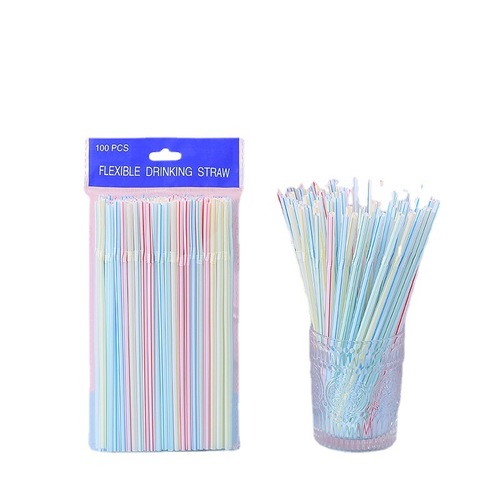 Jiayan disposable individual plastic straw, for drinking, soy milk, milk tea, colorful, bendable PP straw