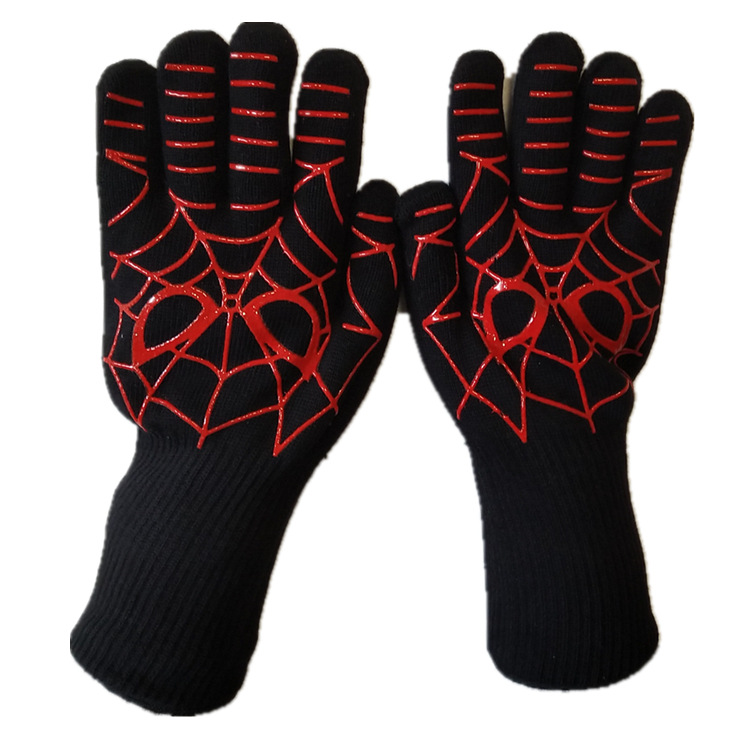 耐高温手套 BBQ烧烤芳纶手套微波炉防伤烫双层 硅胶工业隔热手套