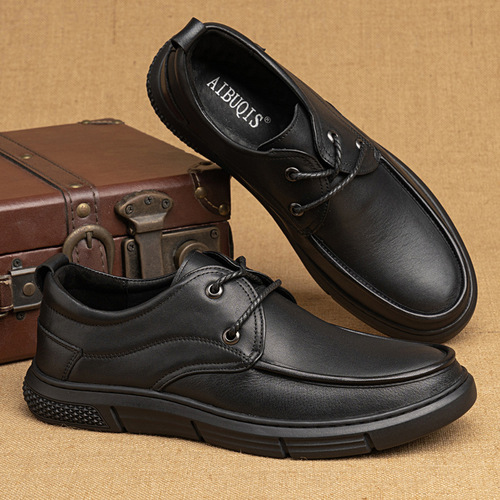  Autumn New Men's Genuine Leather Casual Shoes Breathable and Wear-Resistant First Layer Cowhide Workwear Men's Shoes Factory Direct Sales