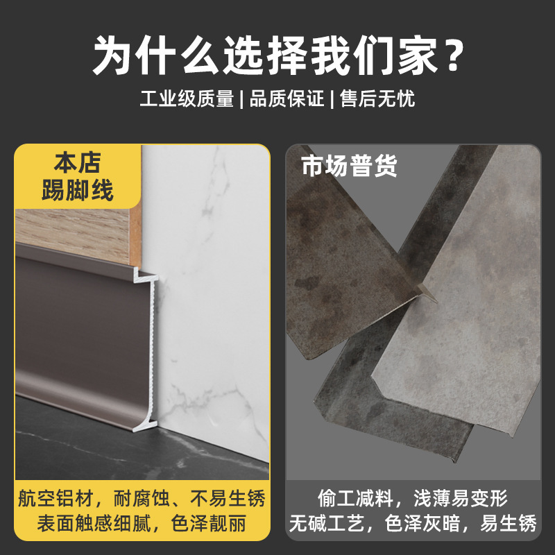 铝合金内嵌踢脚线嵌入式隐形极窄暗装金属 2cm/5公分护墙板地脚线|undefined