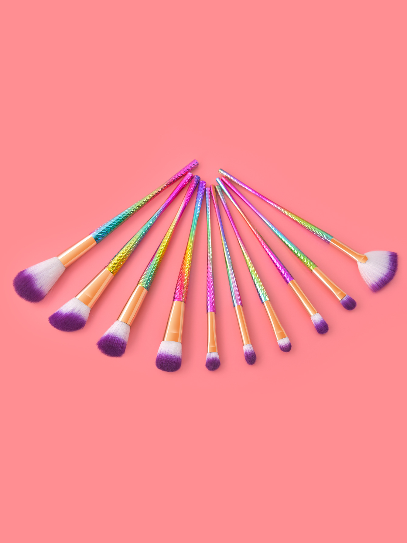 Set di 10 pennelli per trucco a vita piccola dal nuovo design multicolore_voghion.com