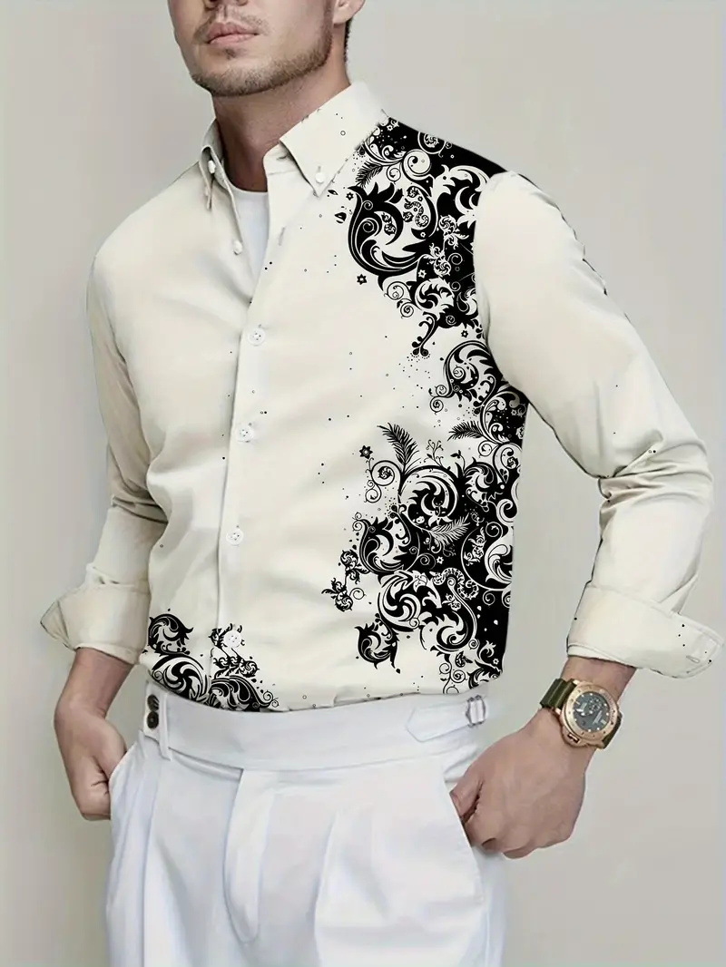 Productos europeos American Cross-border 2025 nueva tendencia de la moda casual todo fósforo cool guapo camisa de manga larga MB12