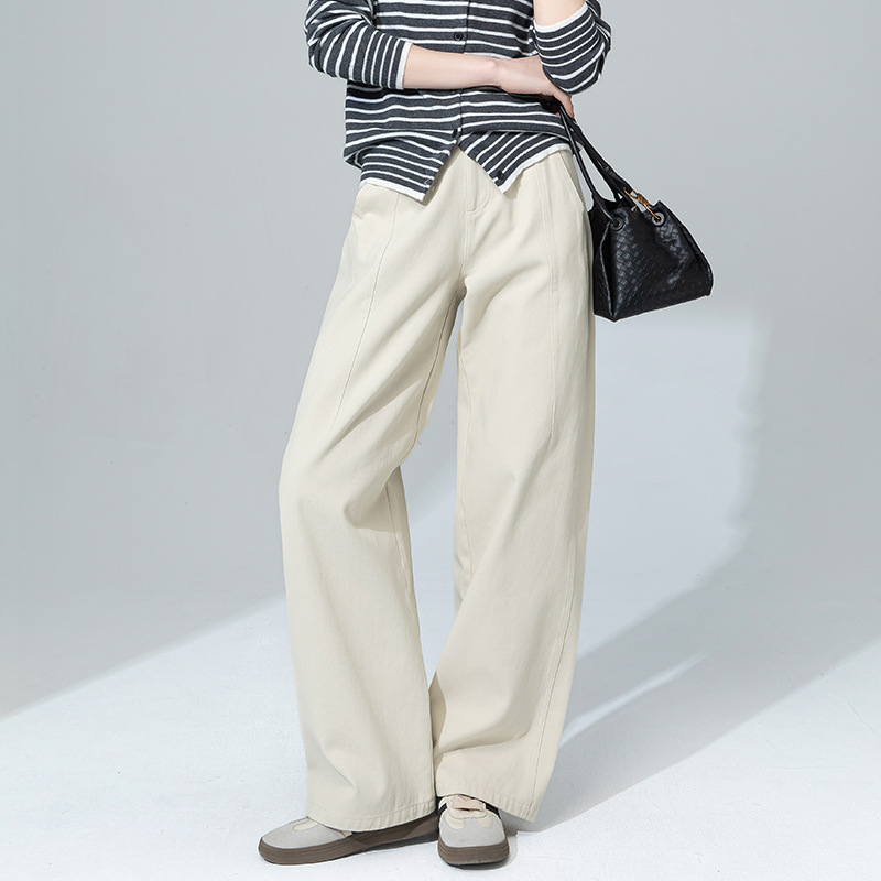 Xinge Design Sense Machete Pants Loose Straight Jeans Women's Early Spring New High Waist Slimming Wide Leg Pants