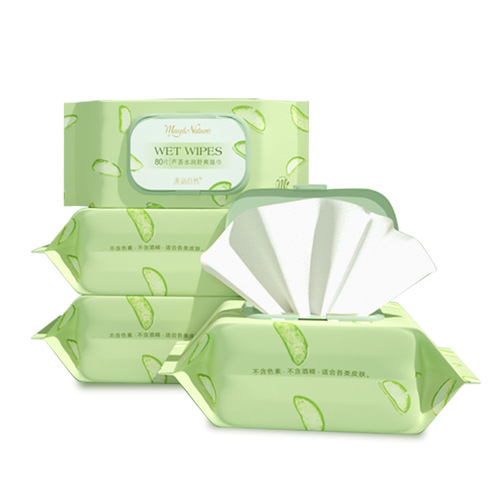 80-pack wholesale small bags of baby-specific wet wipes—portable aloe vera wet tissues, extra-thick and oversized, made from premium cotton—factory direct