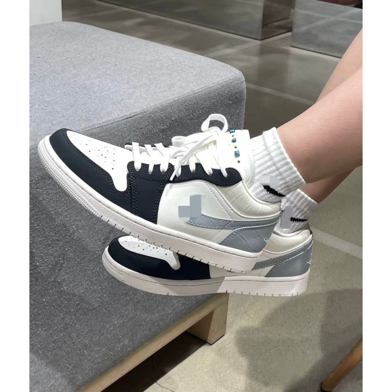 Putian Pure Original Jordan Aj1 Low-Top Men's Shoes Reverse Hook Unisex Sneakers Mocha Smoke Gray Couple Sports Basketball Shoes