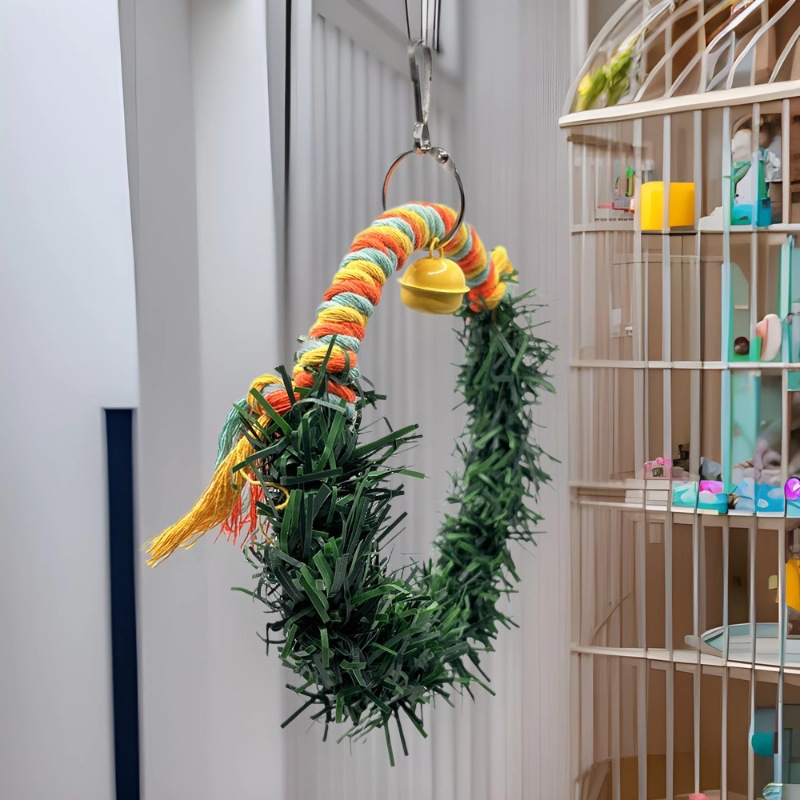 Tema de Navidad juguete para pájaros anillo de loro anillo de pájaro columpio de pájaro forma de hoja anillo colgante de pájaro jaula de pájaro colgante de decoración image 4