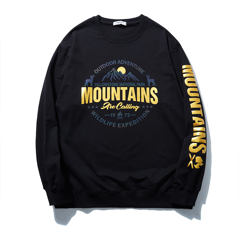 Men's Clothing Fashionable plus size men's clothing autumn loose round neck letter hot stamping + colorful reflective printing loose sweatshirt DT5218_voghion.com