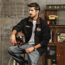 高端美式复古安西卡工装夹克男士秋季重磅宽松休闲外套男装7087