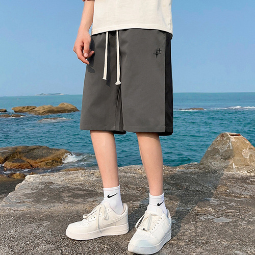 Shorts for men, summer American-style sports basketball briefs, loose and quick-drying mens' ice silk five-pocket pants