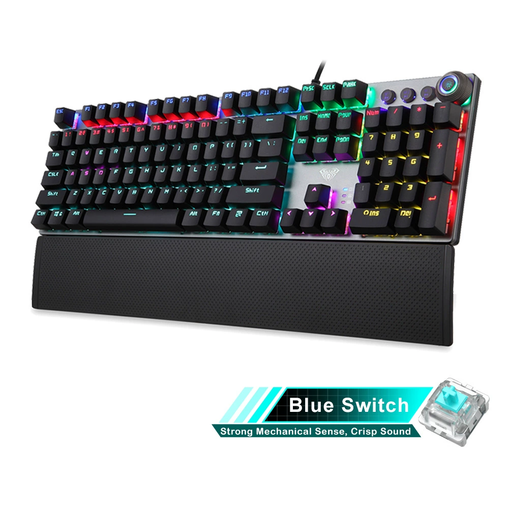 Механическая клавиатура AULA F2088, RGB подсветка, USB проводная, мультинейансные переключатели (Зелёный/Синий/Коричневый/Чёрный)