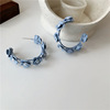 Fresh blue earrings from pearl, brand silver needle, french style, flowered, silver 925 sample