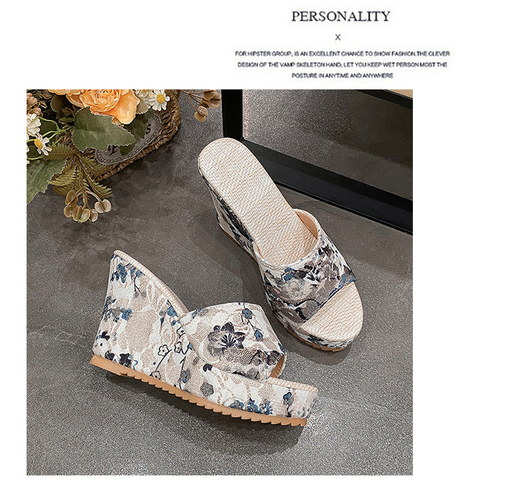 Floral Print Wedge Sandals For Women With Peep Toe Platform_voghion.com