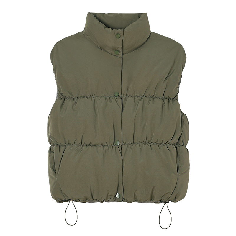 2025 otoño y invierno nuevo chaleco de cuello vertical, estilo holgado, estilo corto chaleco casual chaleco de chaleco de mujer