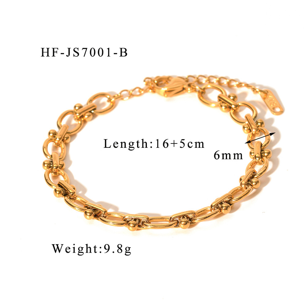 Estilo frío retro francés acero inoxidable horno de 18K galvanoplastia de oro real en forma de O lunares hechos a mano collar de clavícula femenino