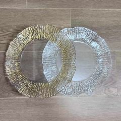 外貿透明婚禮酒店派對噴漆工藝裝飾塑料玻璃主盤chagerplate餐盤