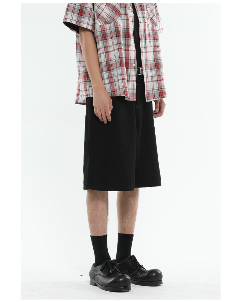 Men's Clothing Men's Casual Wide Leg Five Point Shorts Denim Colorful Loose Straight Leg Half Elastic Waist Summer Style_mkmklike.com
