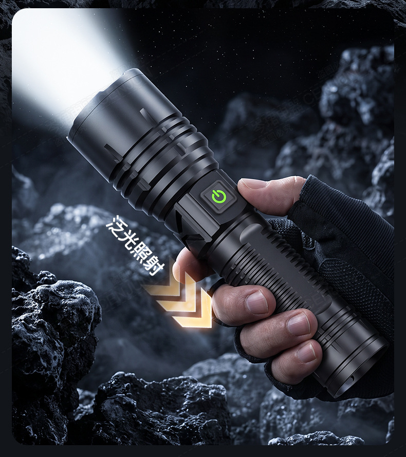 Cross-border new product: ultra-bright, long-range, adjustable-focus white laser flashlight for outdoor emergency use, rechargeable, and with a powerful beam