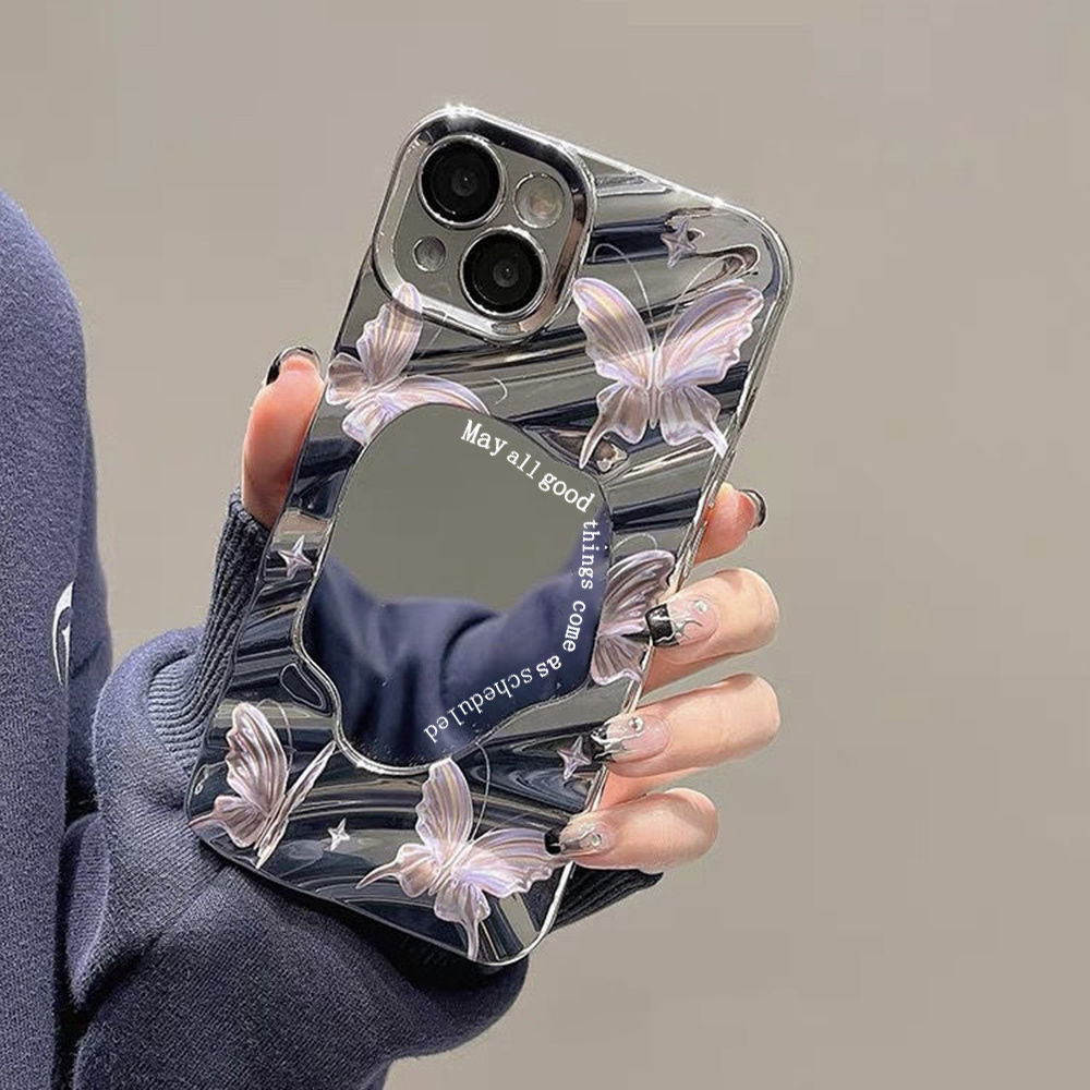 Cover telefono farfalla rosa per iphone specchio galvanizzata_voghion.com