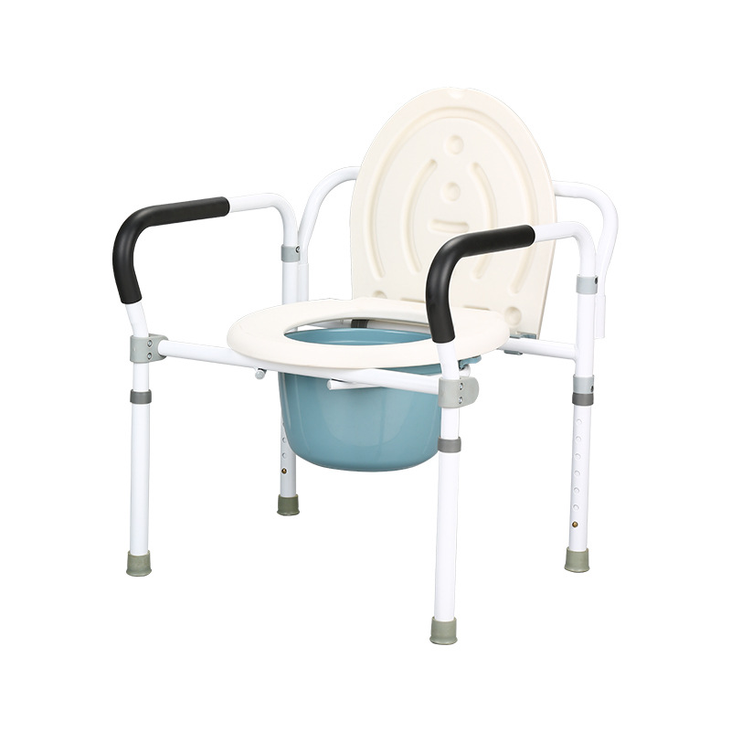 Fábrica en stock ancianos inodoro silla móvil inodoro taburete hogar inodoro silla plegable de acero inoxidable mujeres embarazadas Silla de baño