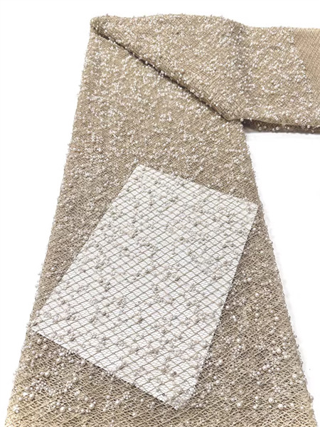 Fabricantes nuevos populares en línea cena de moda vestido de fiesta falda de cuentas tela tridimensional cuerdas bordadas