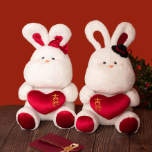 新婚礼物新人结婚情侣兔同心兔伴手礼物压床娃娃一对情侣兔子摆件