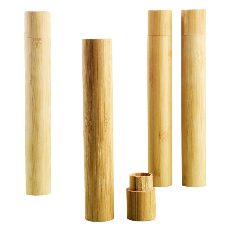 Бамбуковый держатель для зубных щеток синтетический шов держатель для зубных щеток портативный ящик для хранения зубных щеток цилиндрический бамбуковый рукав для зубных щеток дизайн логотипа