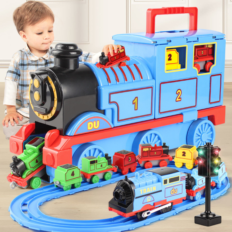 Children's Electric Small Locomotive Model Track suit Magnetic Large Storage Train Toy Wholesale Stall Cross-border Children's Electric Small Locomotive Model Track suit Magnetic Large Storage Train Toy Wholesale Stall Cross-border
