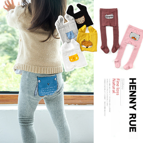 Spring and Autumn New Children's Pantyhose Knitted Cartoon Baby Infant Socks Pant Outer Wear Thick Large PP Girls' Leggings