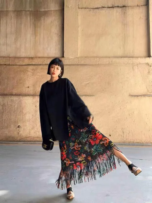 Sanzhai lifetime flower skirt spring and summer new products lazy graffiti printed