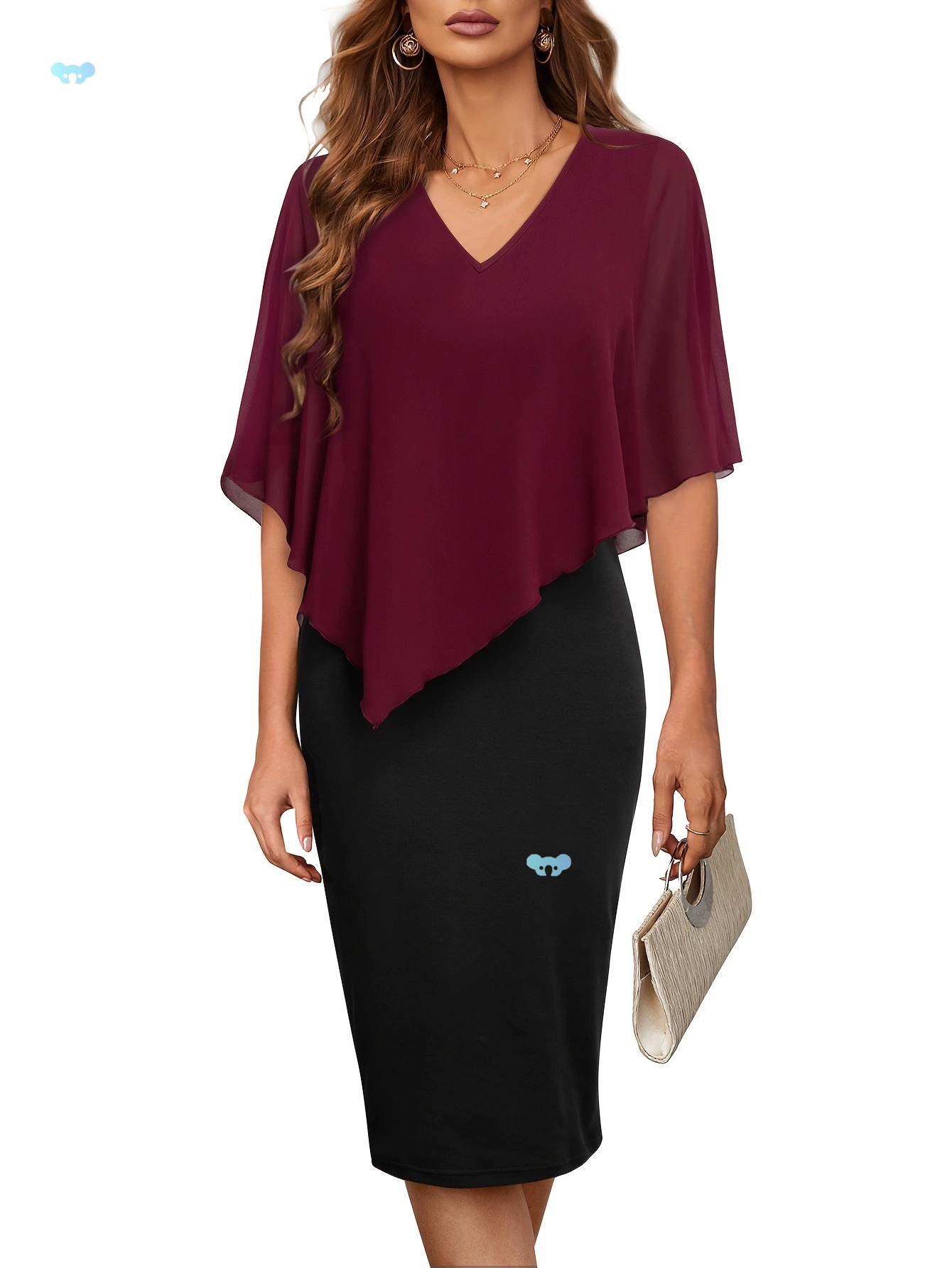 Элегантное вечернее платье с V-образным вырезом, утягивающая юбка-карандаш, облегающая бедра