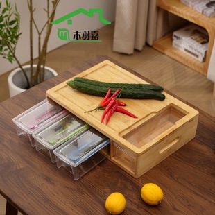 New Creative Wooden Storage Tray with Double Layers and Compartments, Solid Wood Tray with Handle, Wooden Storage Tray with Slotted Design