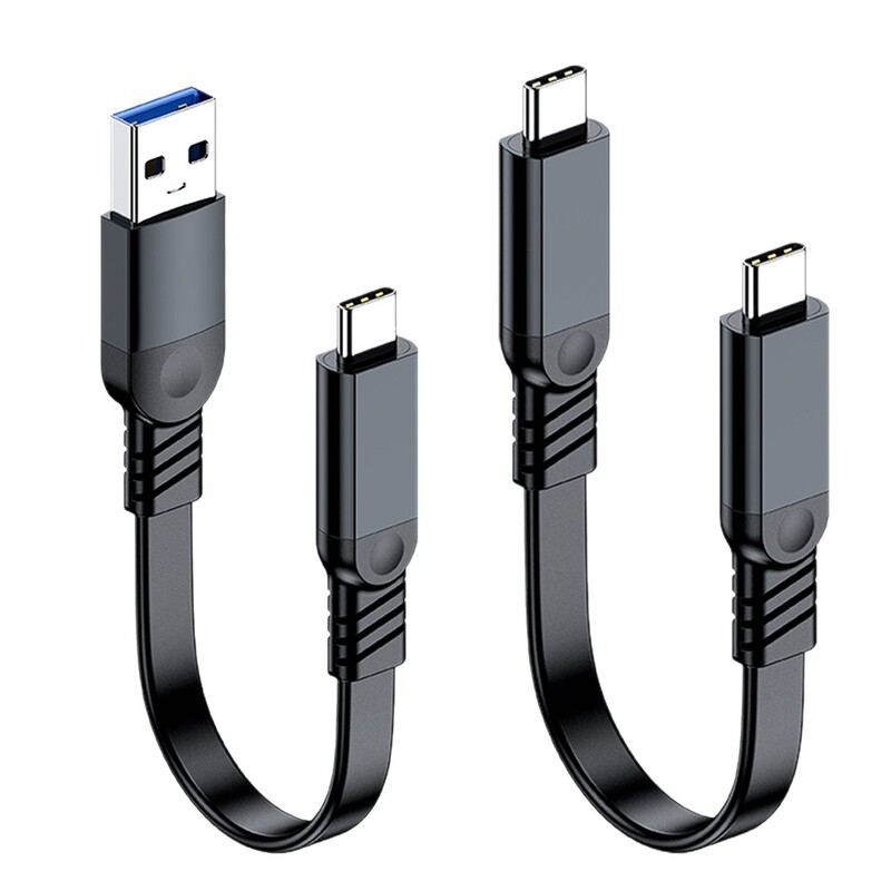 USB3.2转Type-c数据线 10Gbps硬盘线扁平充电宝面条短线60W快充线|undefined