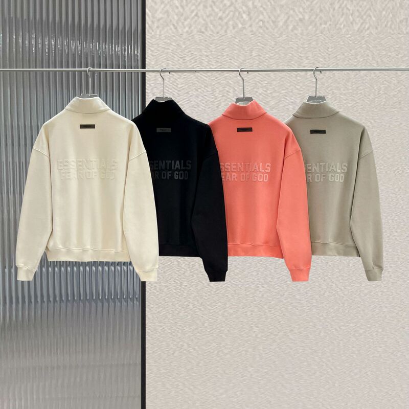 FOG New Flocking essentials Same Color Fashionable Loose Zipper Sweater Casual Collar Cardigan Jacket for Men FOG New Flocking essentials Same Color Fashionable Loose Zipper Sweater Casual Collar Cardigan Jacket for Men