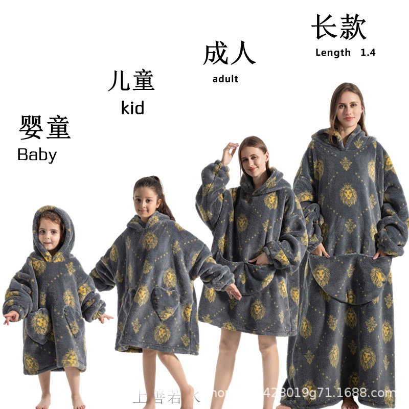 Nuevo estilo real frío ropa hogar pijamas perezoso TV manta de franela gran tamaño super gruesa lana Cordero dibujos animados