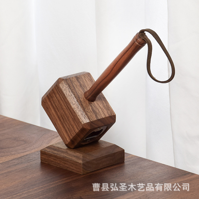 Abrebotellas de decoración creativa para el hogar color nogal, destornillador de cerveza, abridor de botellas en forma de martillo para el hogar personalizado