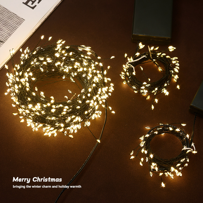 Decoraciones de Navidad LED lámpara cálida caja de baterías estrella lámpara parpadeo lámpara de cadena de árbol de Navidad colgante