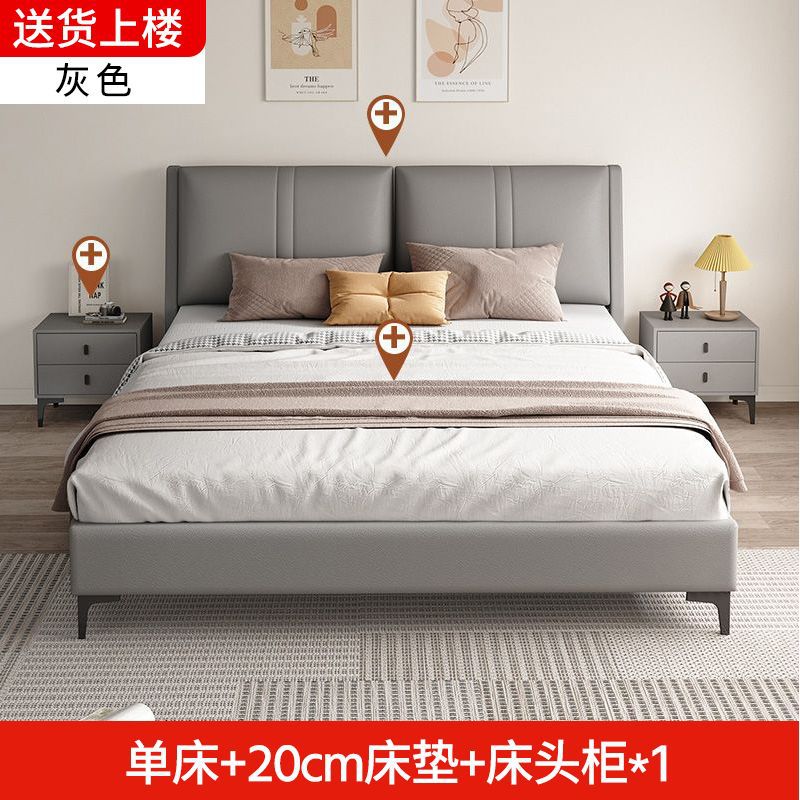 Cama de madera maciza tecnología de tela de 1.8m dormitorio principal cama doble económica cama de alquiler de paquete blando cama de 1.5m grosor