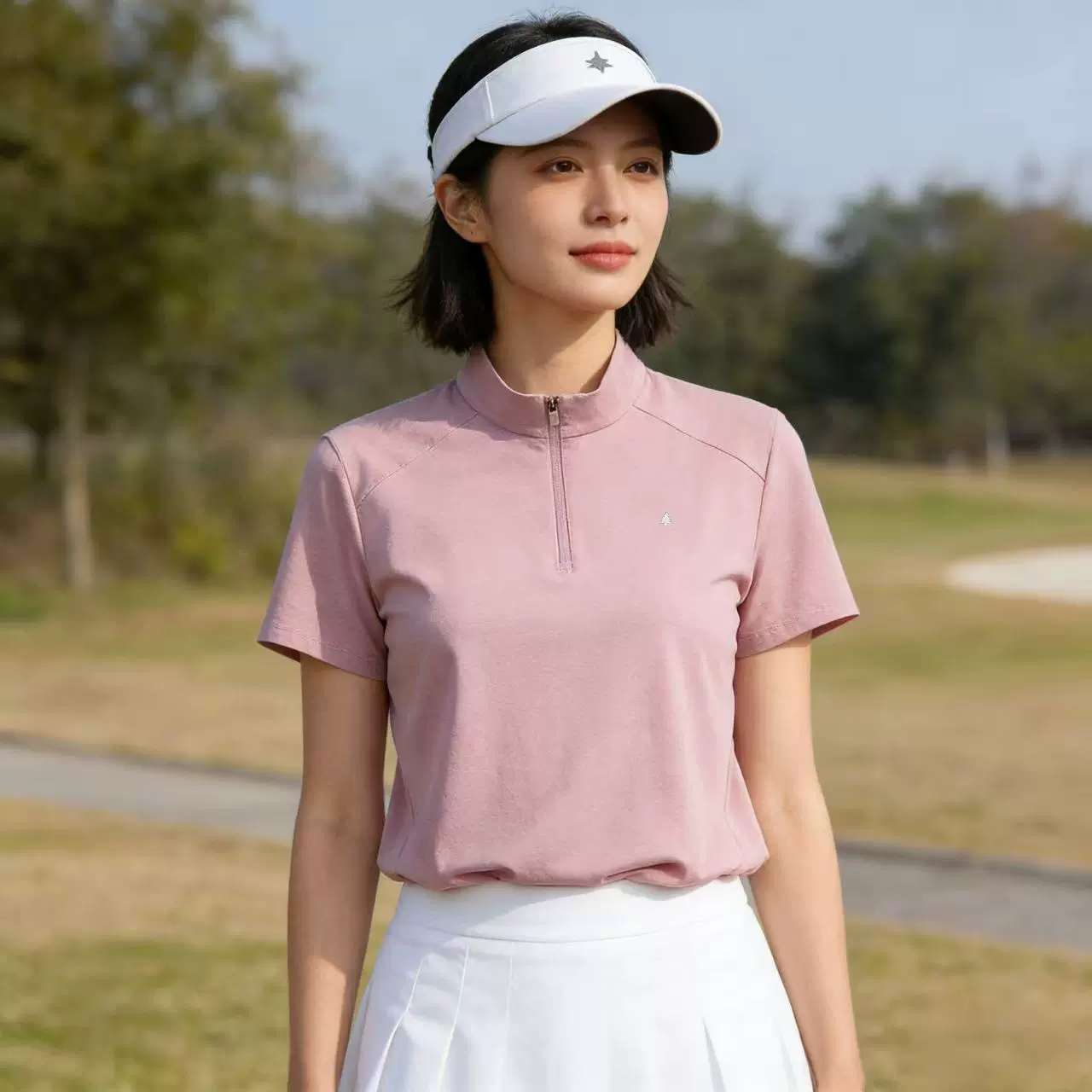 伯西和同款男户外立领短袖T恤运动休闲半拉链打底POLO女透气速干