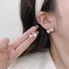 Silver needle, small design earrings from pearl with bow, silver 925 sample, french style, light luxury style, trend of season, bright catchy style, wholesale