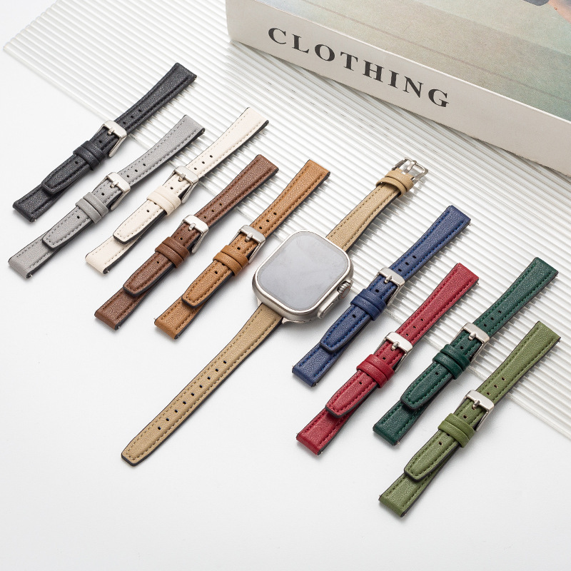 Suitable for Appleiwatch Series Watches, Genuine Leather Small Waist, Soft Leather Pin Buckle, Versatile Watch Wristband