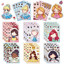 新款公主拼图换装贴纸儿童手账DIY益智防水装饰不干胶创意贴画