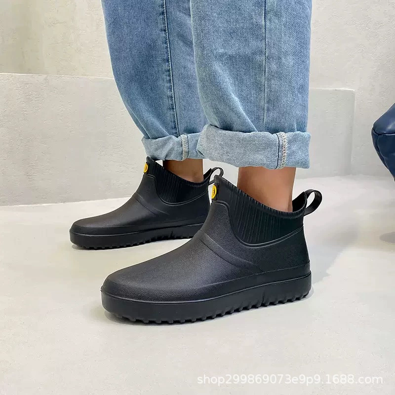 Модные водонепроницаемые нескользящие женские резиновые сапоги с короткой трубкой для работы на кухне, рыбалки, резиновые сапоги для мытья автомобиля, модные резиновые бахилы, экспорт