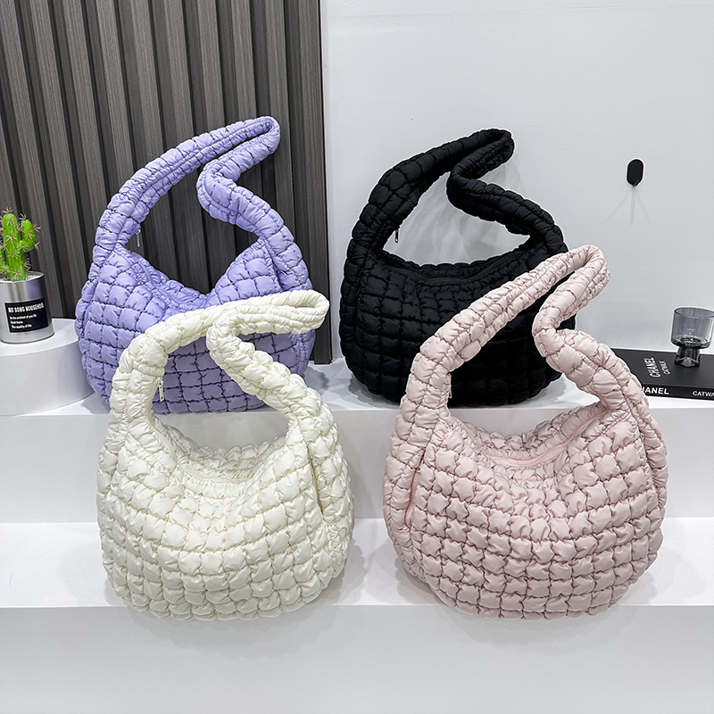 Korean Cloud Bag, Women's Lazy Style Shoulder Bag Pleated Handbag Large Capacity Single Shoulder Casual Bag_voghion.com