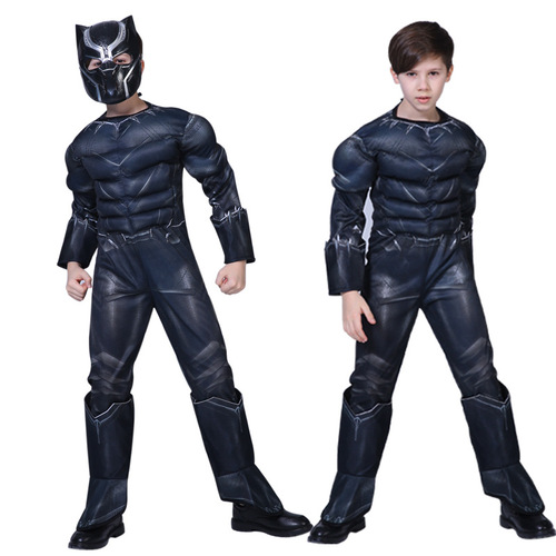 Halloween Black Panther COSPLAY Clothes Children's Performance Costumes Animation Performance Muscles Captain America 3 Costumes
