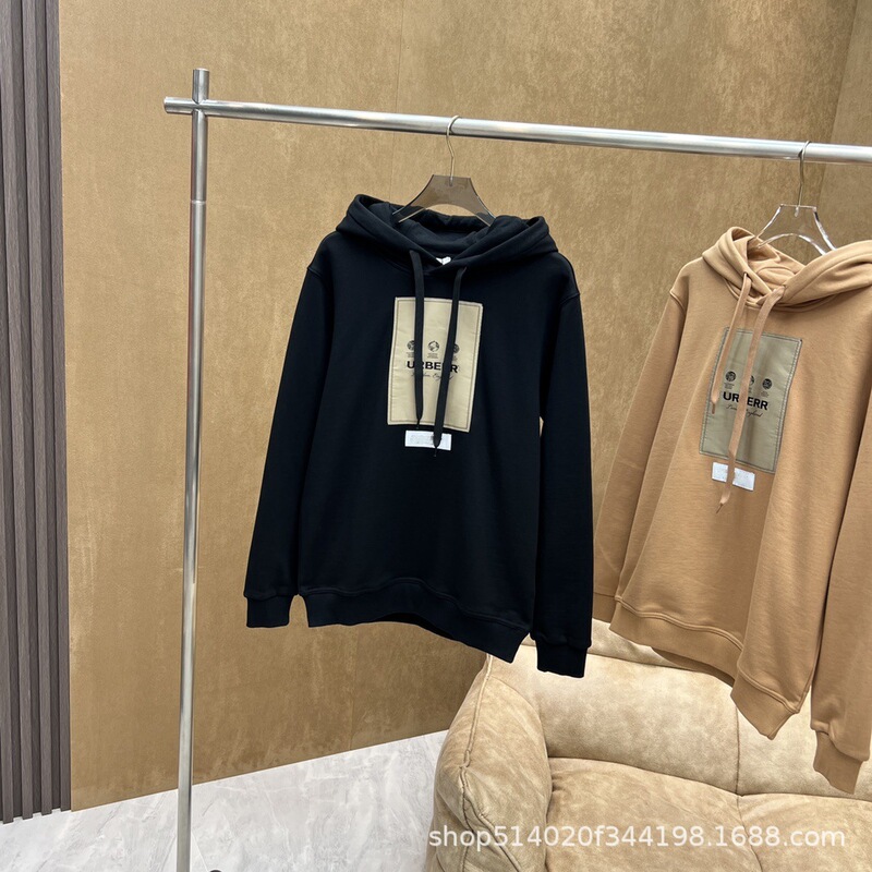 正确版本秋冬新款B家 标签嵌花LOGO棉质宽松连帽卫衣OS版型街潮|undefined