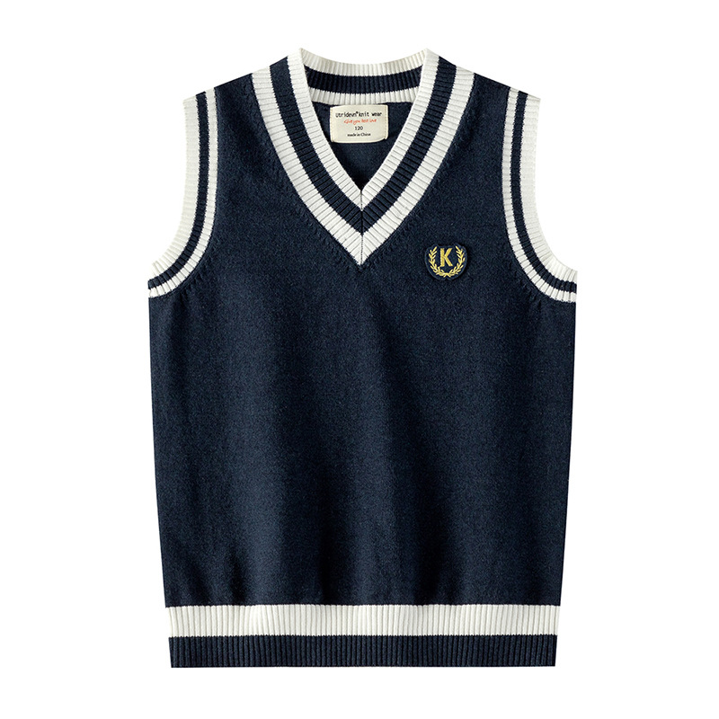 Venta al por mayor primavera y otoño niños kindergarten bebé uniforme escolar suéter chaleco exterior niñas Chaleco de punto