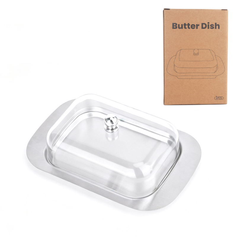 Nueva caja de mantequilla de acero inoxidable caja de queso de estilo europeo caja de mantequilla espesa caja de pan caja de pasteles
