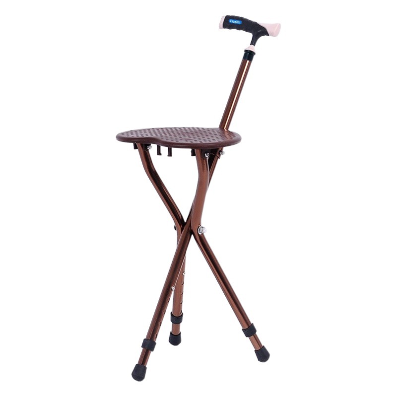Fábrica de aleación de aluminio taburete ajustable con caña ligera taburete de esquina caña de bronce taburete de tres patas de caña de ancianos