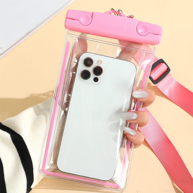 Teléfono móvil simple bolsa impermeable pantalla táctil al por mayor mensajero cuello colgante luminoso natación universal buceo cubierta protectora al aire libre